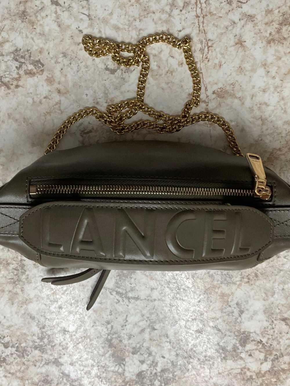 LANCEL MINI ZIP CROSSBODY BAG khaki/ gold - Picture 6 of 13